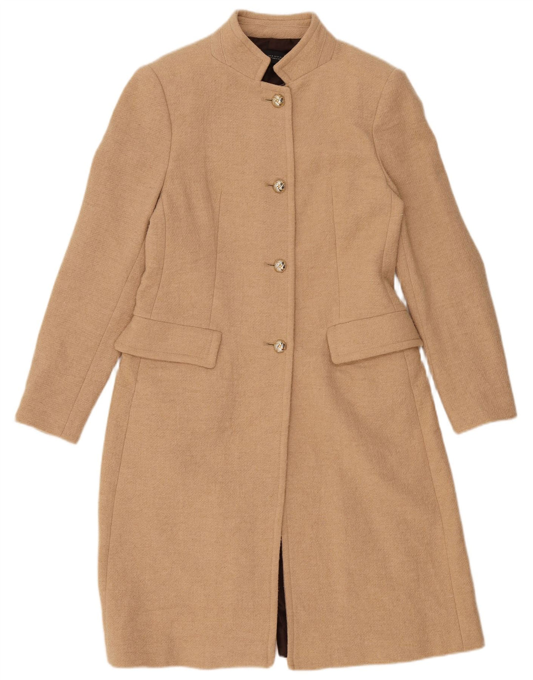 Zara Damen Mantel UK 12 Mittelbeige Wolle