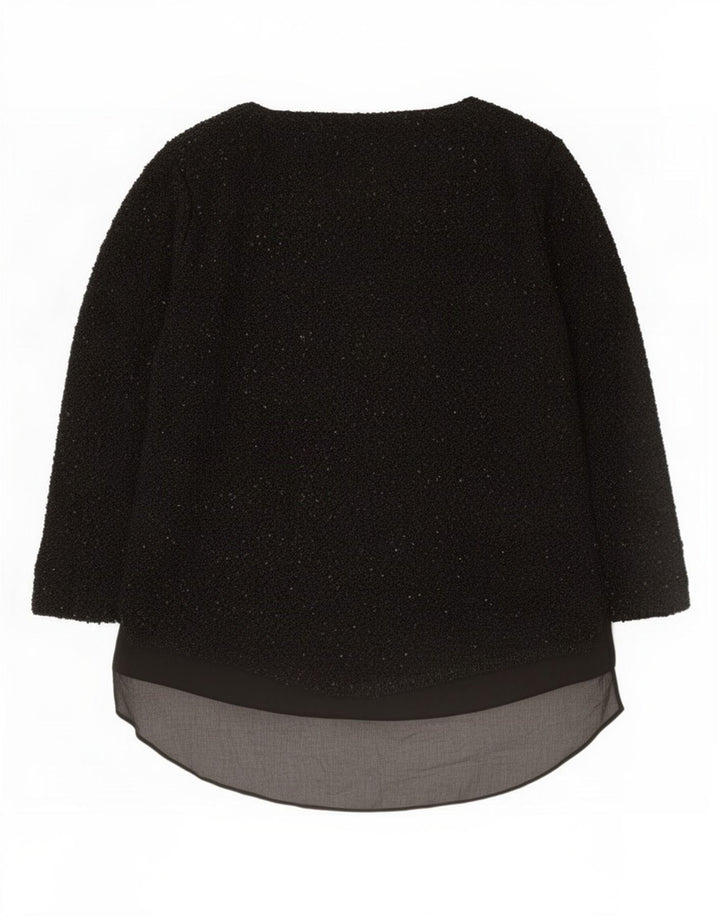 Zara Damen Langarm-Tunika-Oberteil UK 16 Large Schwarz Polyester