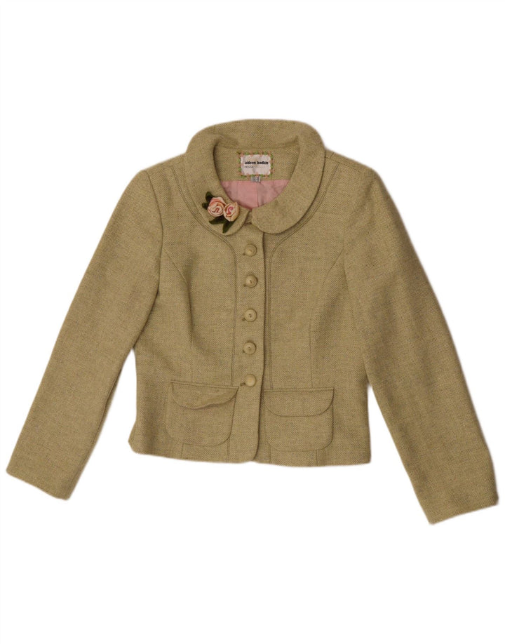 Aideen Bodkin Damen 5-Knopf-Blazerjacke UK 14 Große grüne Wolle
