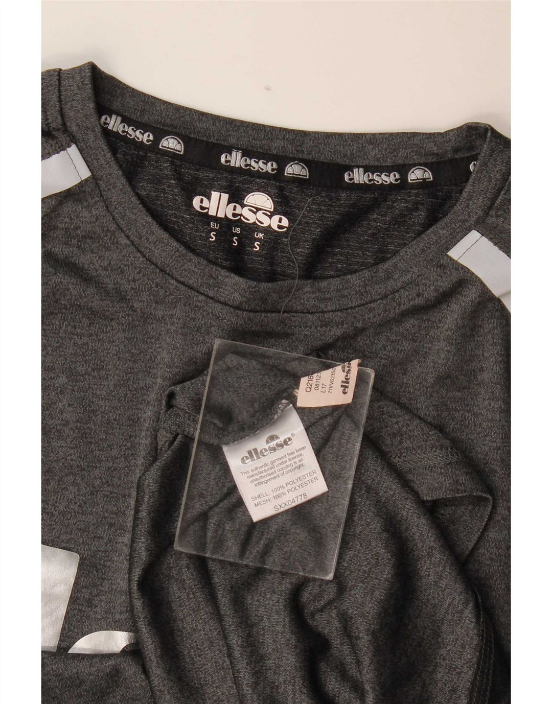 Ellesse Herren-T-Shirt mit schmaler Passform, Grafik, Größe S, Grau, Polyester