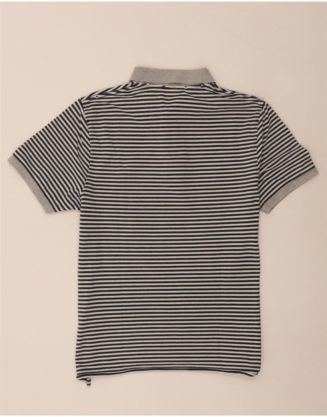 Sun68 Herren-Poloshirt, große graue Nadelstreifen-Baumwolle