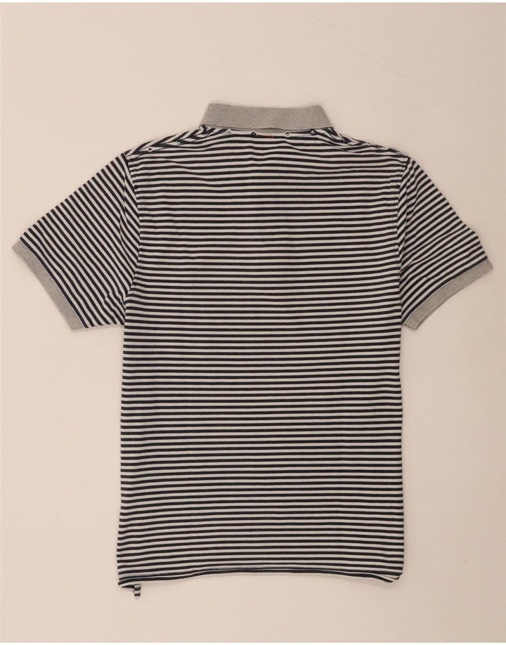 Sun68 Herren-Poloshirt, große graue Nadelstreifen-Baumwolle