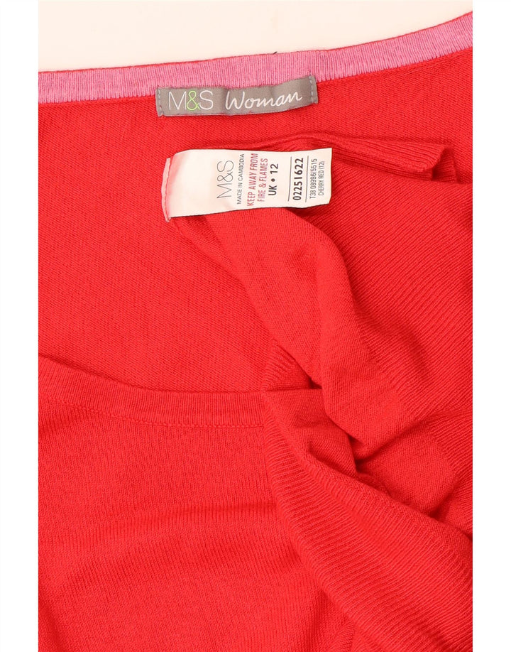MARKS & SPENCER Damen Pullover mit U-Boot-Ausschnitt, UK 12, Mittelrot