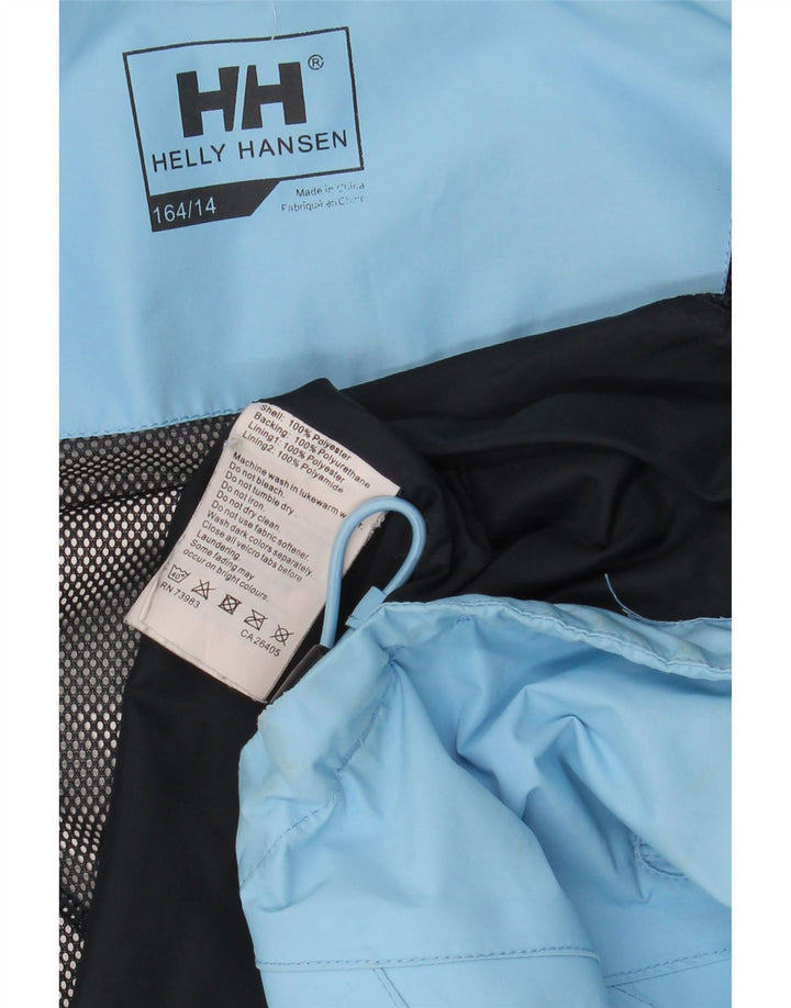 Helly Hansen Mädchen-Regenjacke mit Kapuze, 13–14 Jahre, blaues Polyester