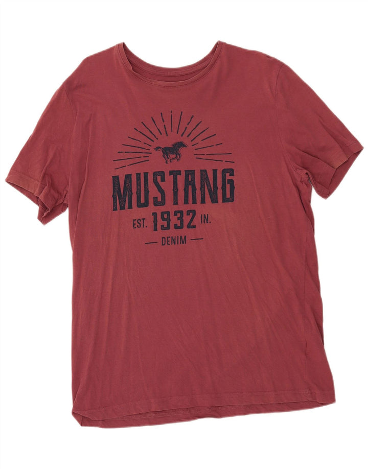 Mustang Herren-T-Shirt mit Grafik, XL, kastanienbraune Baumwolle