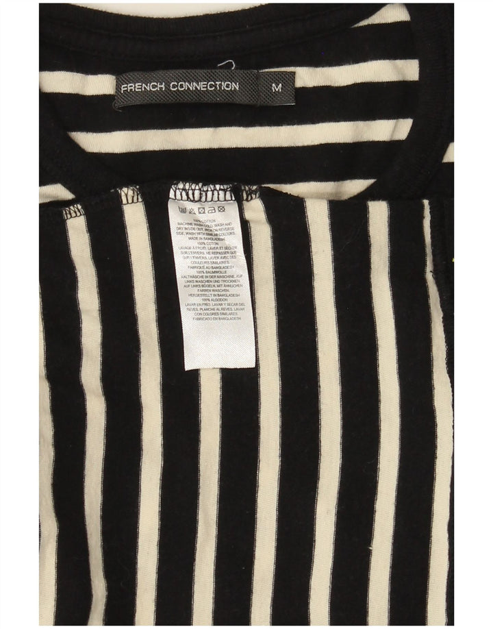 French Connection Herren-T-Shirt-Oberteil, mittelschwarz, gestreift, Baumwolle