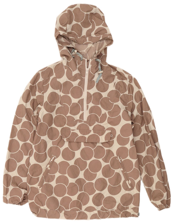 Boden Damen Kapuzenpullover Regenjacke UK 12 Mittelbraun Geometrisch
