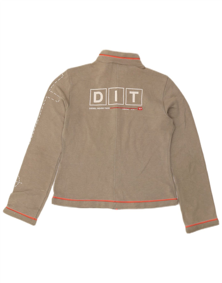 Diesel Womens Graphic Trainingsanzug Top Jacke UK 14 Large Grau Polyester