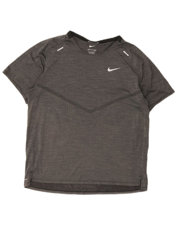 Nike Herren Dri Fit T-Shirt Top Large Grau Polyester Sport