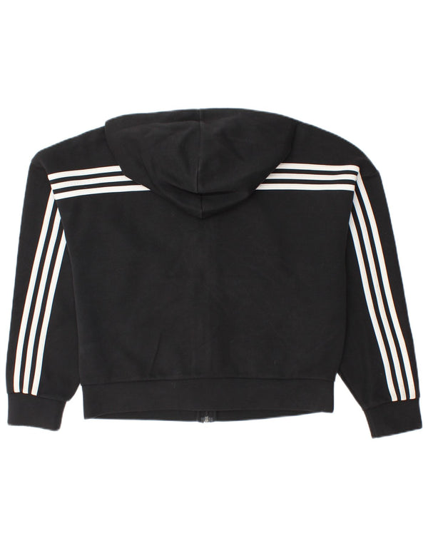 Adidas Damen-Pullover mit Kapuze, übergroß, mit Reißverschluss, UK 8/10, Größe S, Schwarz, Baumwolle