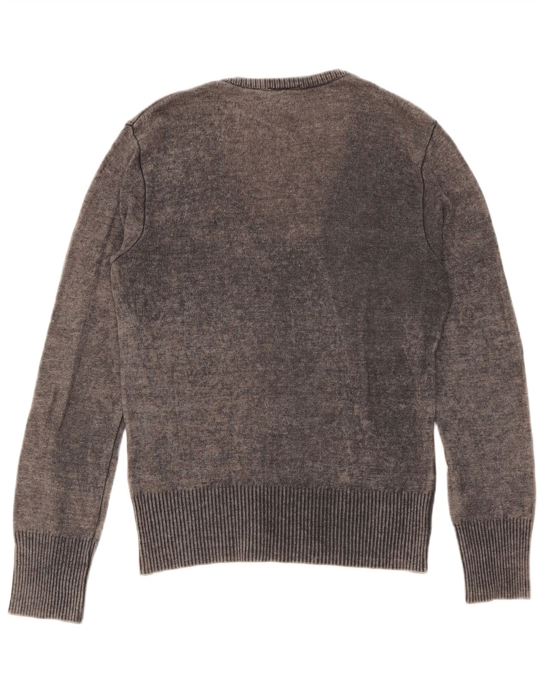 Dolce & Gabbana Damen Pullover mit grafischem V-Ausschnitt IT 44 Mittelgraue Wolle