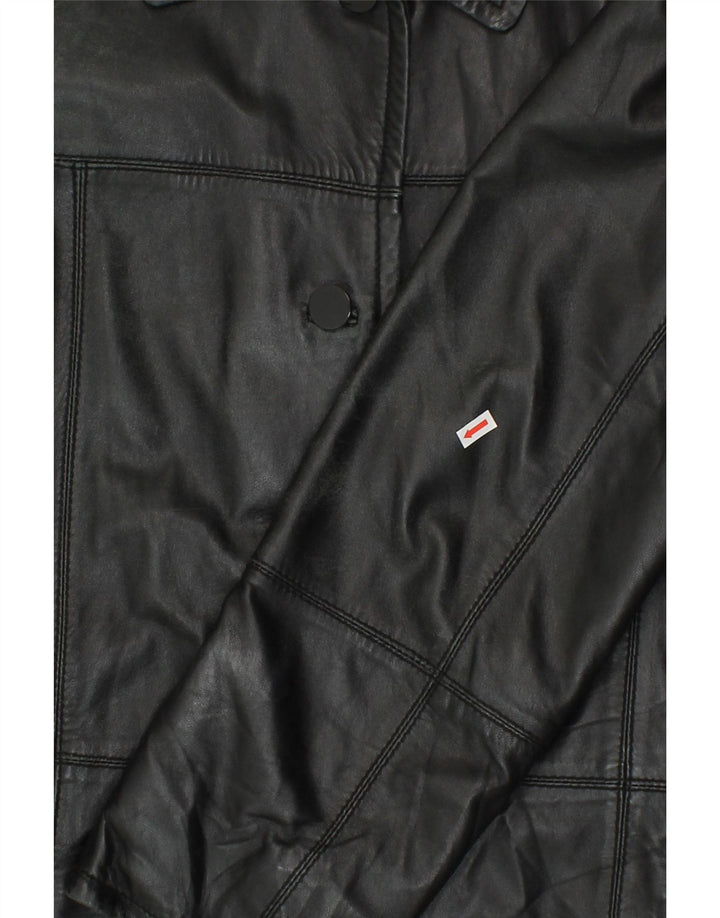 CONBIPEL Womens Leather Coat IT 44 Medium Black Leather Vintage Conbipel and Second-Hand Conbipel from Messina Hembry 
