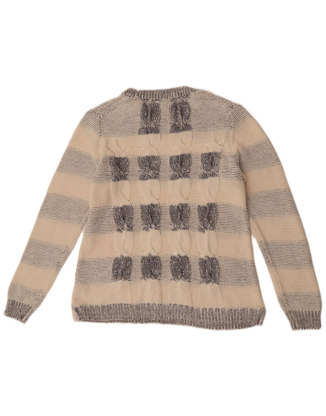 J. Crew Damen-Pullover mit Rundhalsausschnitt, UK 14, mittelgrau, gestreift, Baumwolle