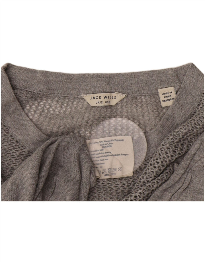 Jack Wills Damen-Pullover mit Rundhalsausschnitt, UK 12, mittelgraue Baumwolle