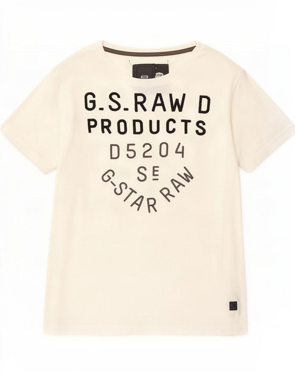 G-Star Damen Grafik T-Shirt Top UK 14 Large Weiße Baumwolle