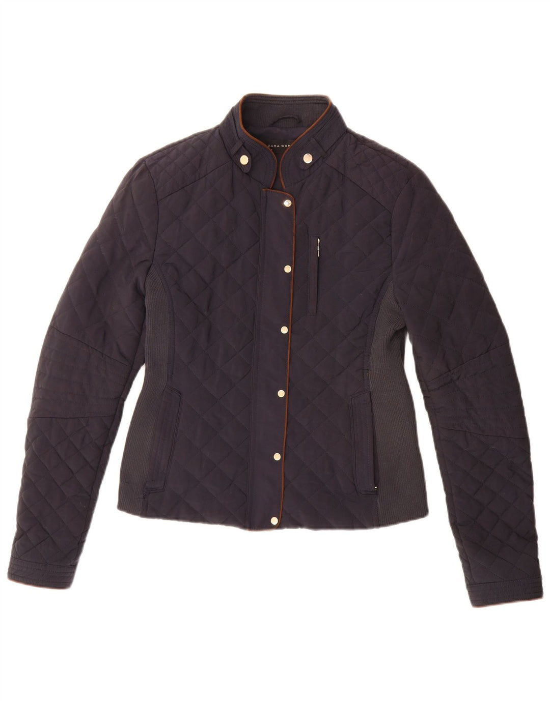 Zara Damen Steppjacke UK 14 Medium Navy Blue Colourblock