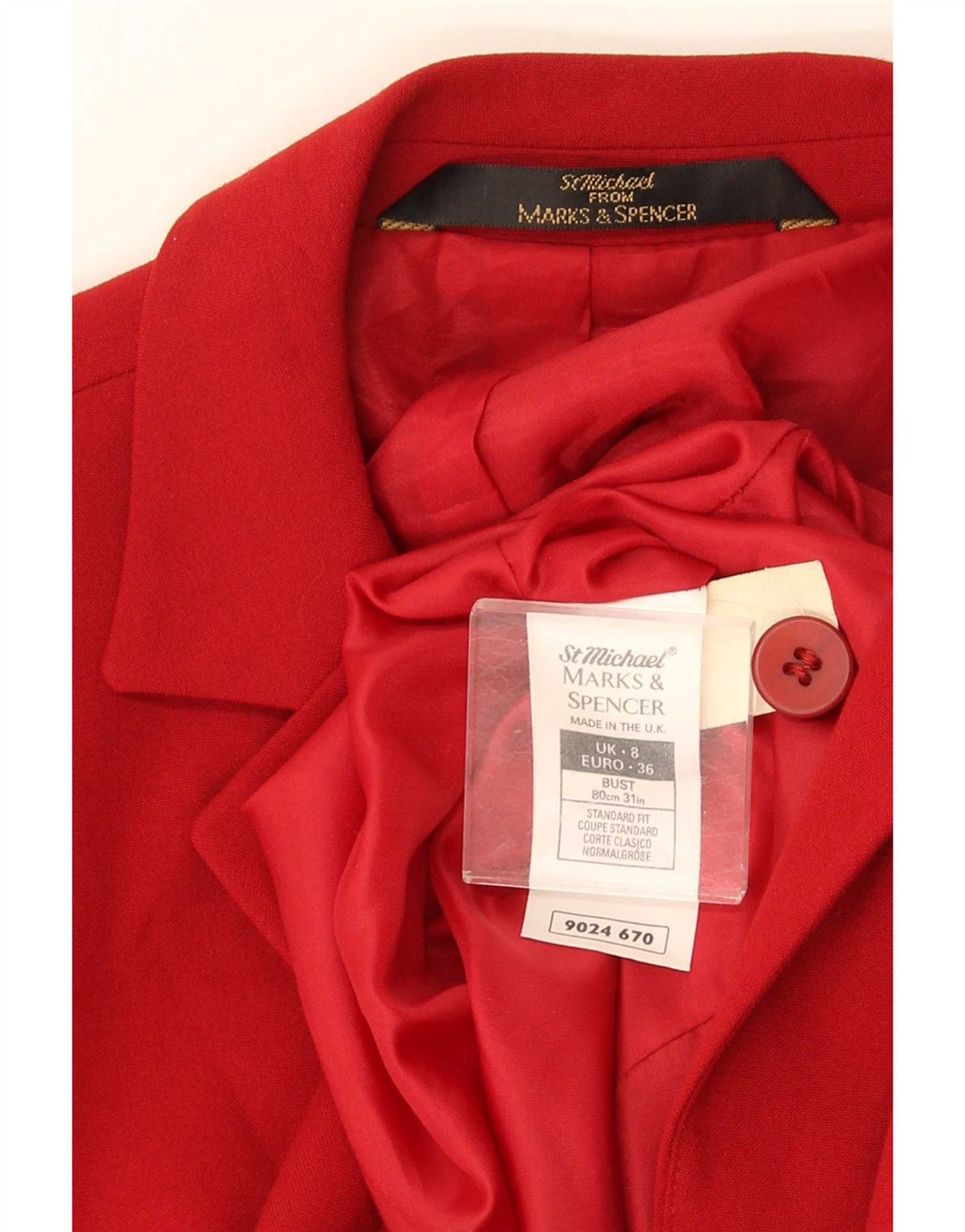 Marks & Spencer Damen St. Michael Longline Blazer Jacke UK 8 Small Rot