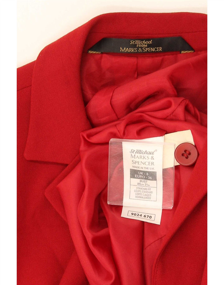 Marks & Spencer Damen St. Michael Longline Blazer Jacke UK 8 Small Rot