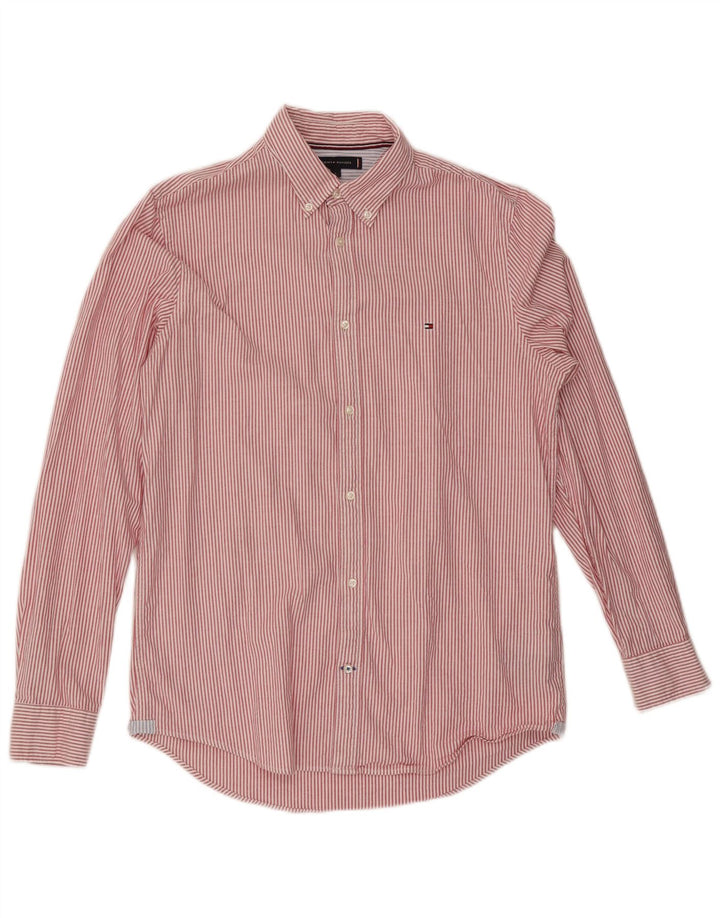 Tommy Hilfiger Herren-Slim-Fit-Hemd, groß, roter Nadelstreifen