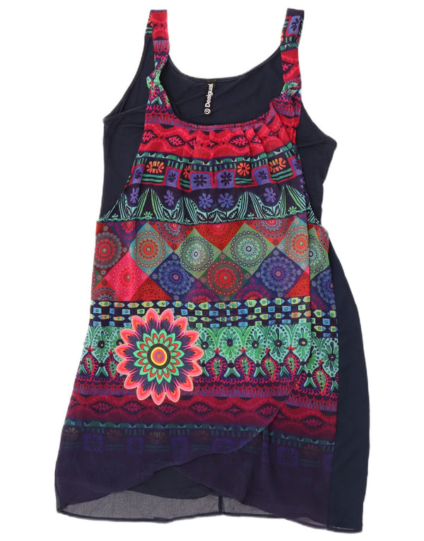 Desigual Damen Etuikleid EU 44 XL Marineblaues Blumenmuster aus Polyester