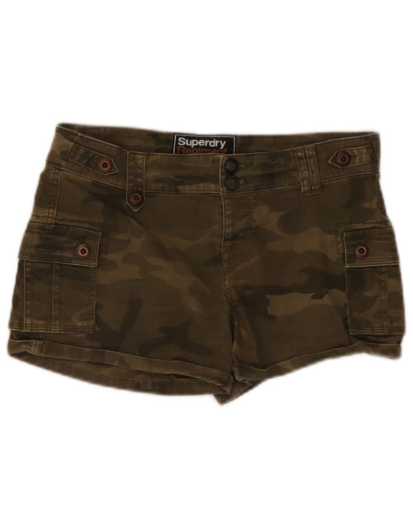 Superdry Damen Cargoshorts Small W30 Khaki Camouflage Baumwolle