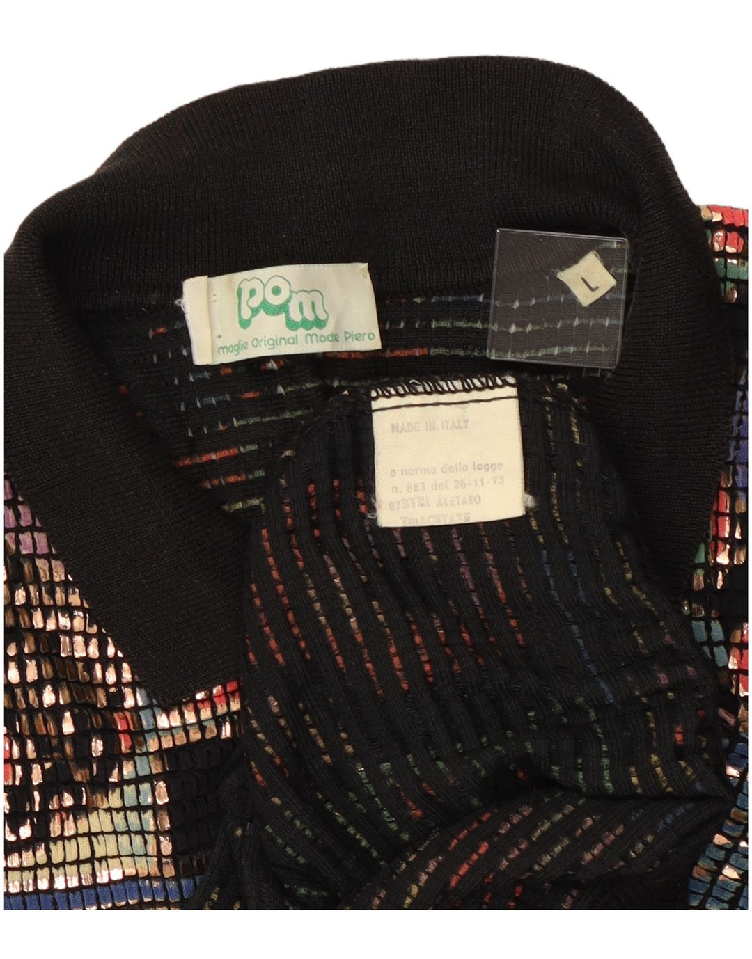 Vintage Damen Rollkragenpullover Pullover UK 16 Großes mehrfarbiges Acetat