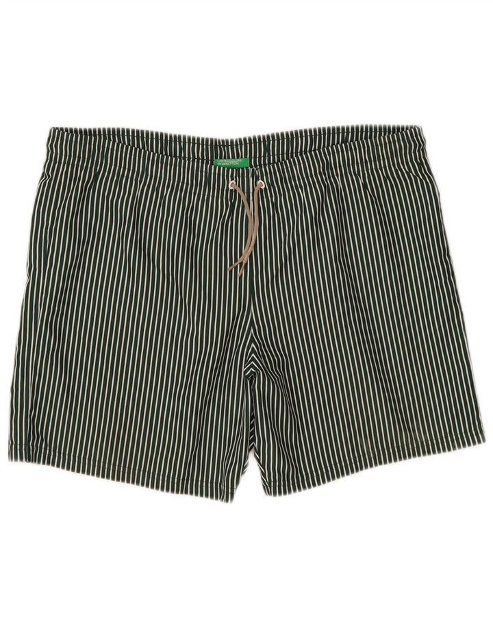Benetton Herren-Badeshorts, groß, grün gestreift