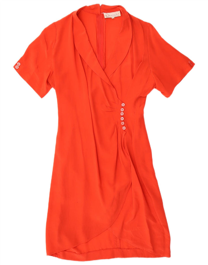 VINTAGE Damen Wickelkleid IT 44 Mittelorange Seide