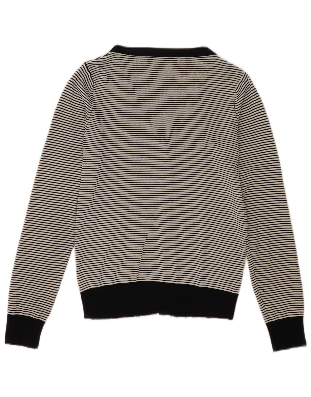 Zara Damen-Cardigan-Pullover UK 12 Mittelschwarz gestreift Rayon