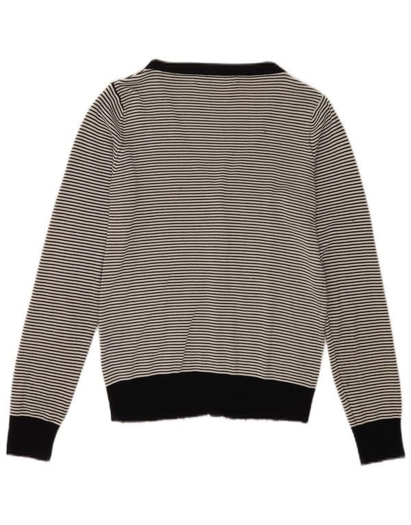Zara Damen-Cardigan-Pullover UK 12 Mittelschwarz gestreift Rayon