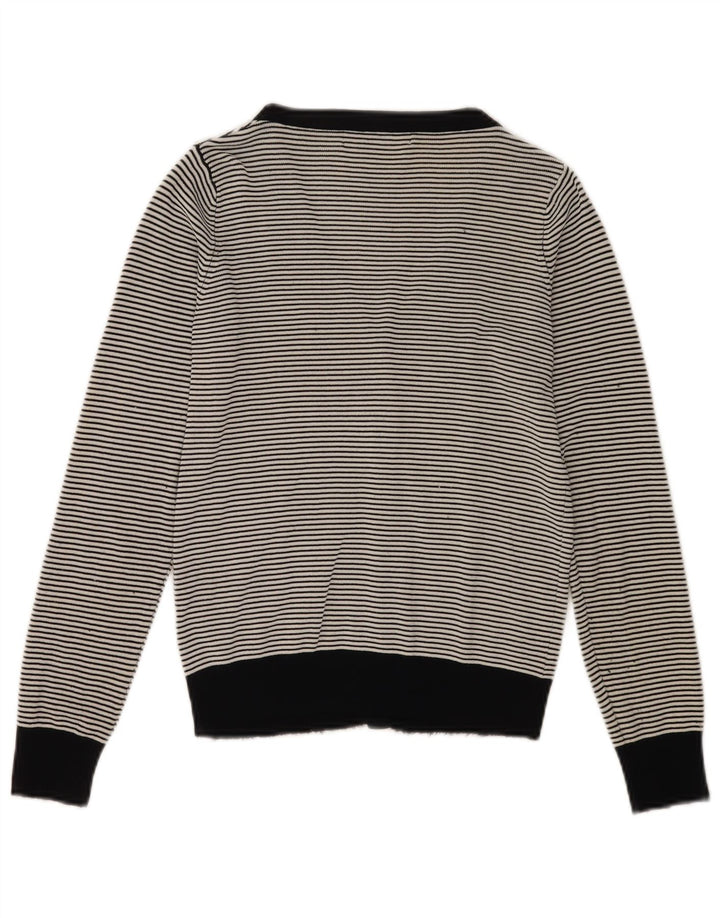 Zara Damen-Cardigan-Pullover UK 12 Mittelschwarz gestreift Rayon