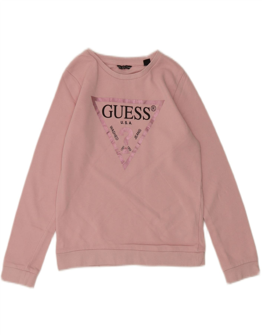 GUESS Girls Graphic Sweatshirt Jumper 9-10 Years Pink