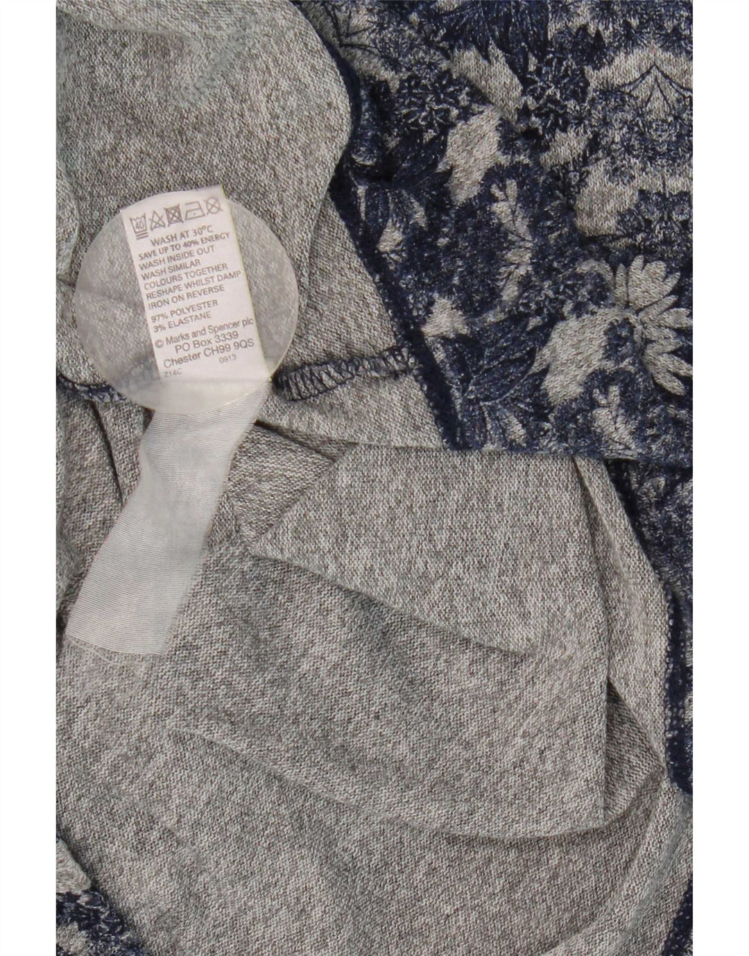 Marks & Spencer Damen-Top, 3/4-Ärmel, UK-Größe 16, Größe L, blau, geblümt, Polyester