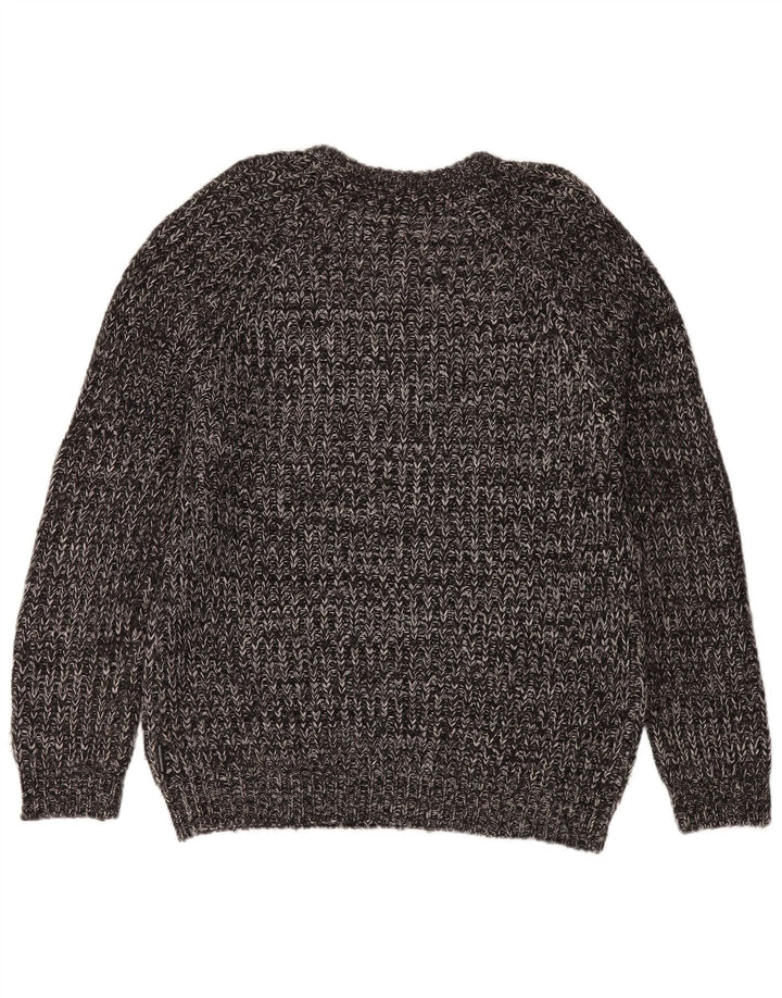 French Connection Herren-Pullover mit U-Boot-Ausschnitt, Mittelgrau geflecktes Acryl