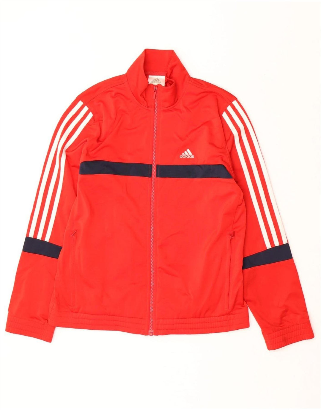 ADIDAS Jungen-Trainingsanzug, Oberteil, Jacke, 13–14 Jahre, rotes Farbblock-Polyester