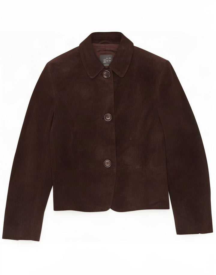 Fabrizio Lenzi Damen Wildlederjacke IT 46 Großes braunes Leder