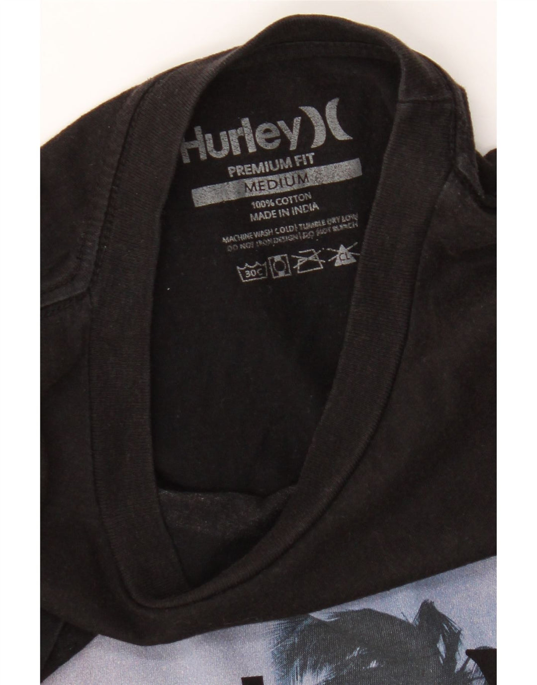 Hurley Premium Fit Grafik-T-Shirt-Oberteil für Herren aus mittelschwarzer Baumwolle