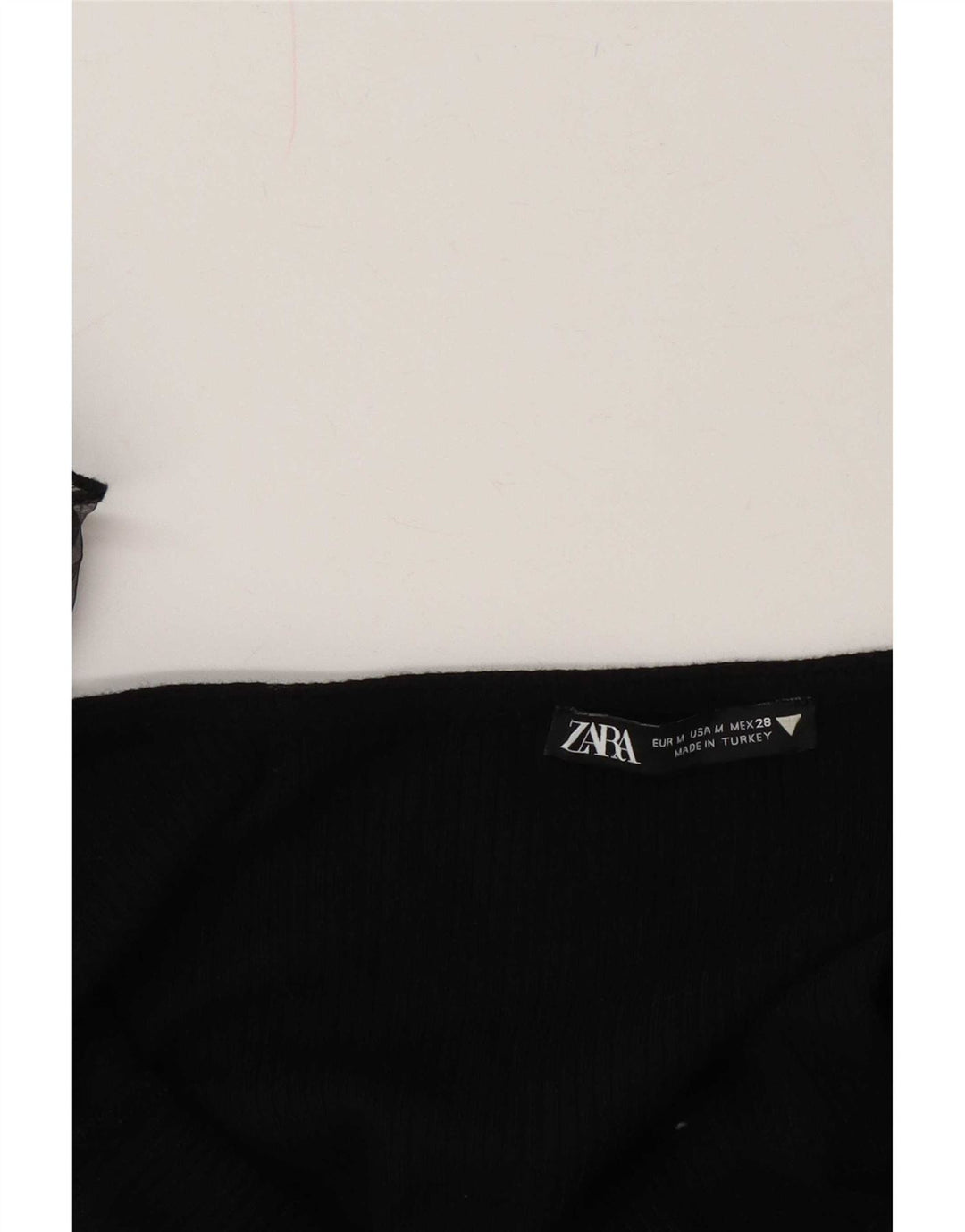 Zara Damen Crop Top mit Rüschen vorne UK 12 Medium Schwarz