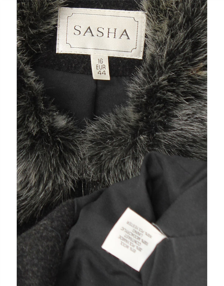 Sasha Damen Bomberjacke UK 16 Große schwarze Wolle
