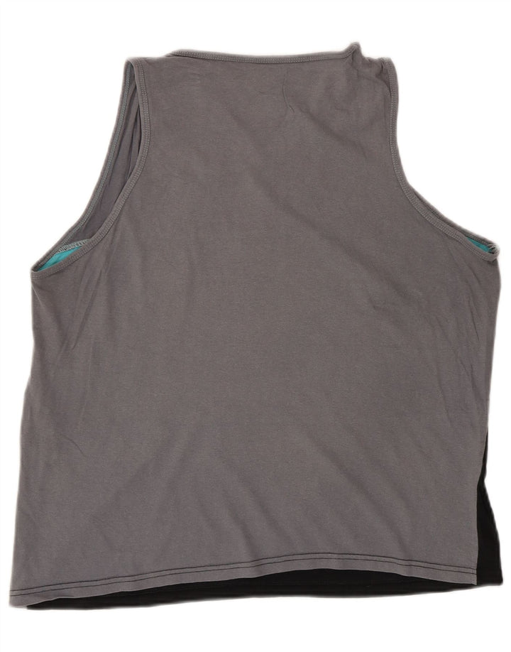 QUIKSILVER Womens Graphic Vest Top UK 16 Large Grey Colourblock
