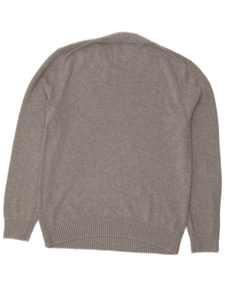 Tommy Hilfiger Herren-Pullover mit Rundhalsausschnitt, mittelgraue Baumwolle