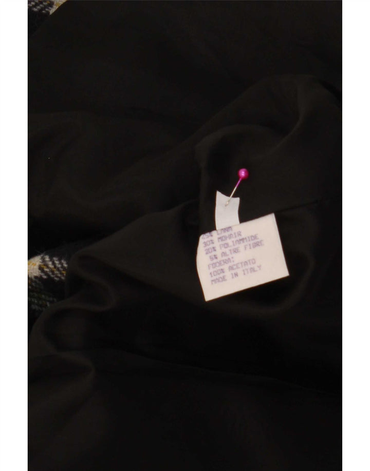 Vintage Damen 2-Knopf-Blazerjacke IT 44 Mittelgrün karierte Wolle