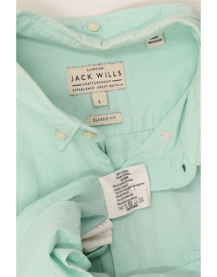 Jack Wills Herren-Hemd mit klassischer Passform, groß, türkisfarbene Baumwolle