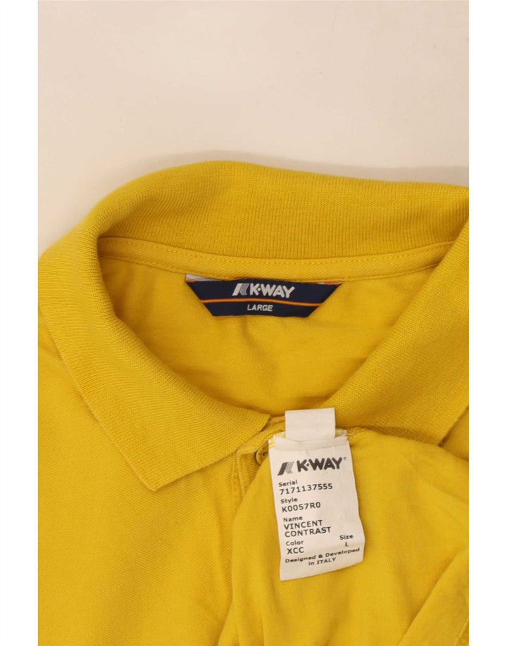 K-Way Herren-Poloshirt, groß, gelbe Colourblock-Baumwolle