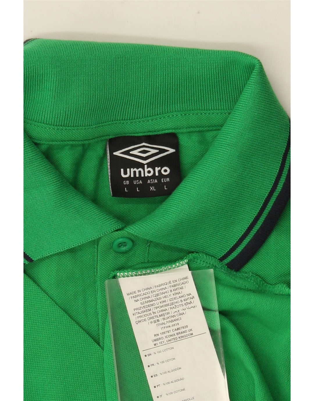 UMBRO Herren-Poloshirt, groß, grüne Colourblock-Baumwolle