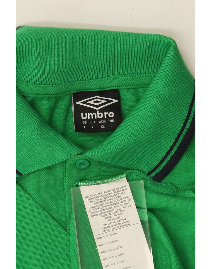 UMBRO Herren-Poloshirt, groß, grüne Colourblock-Baumwolle