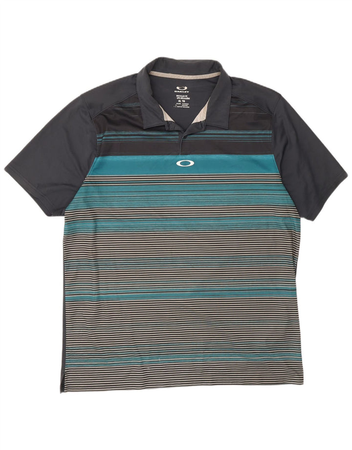 Oakley Herren Regular Fit Poloshirt XL Grau gestreift
