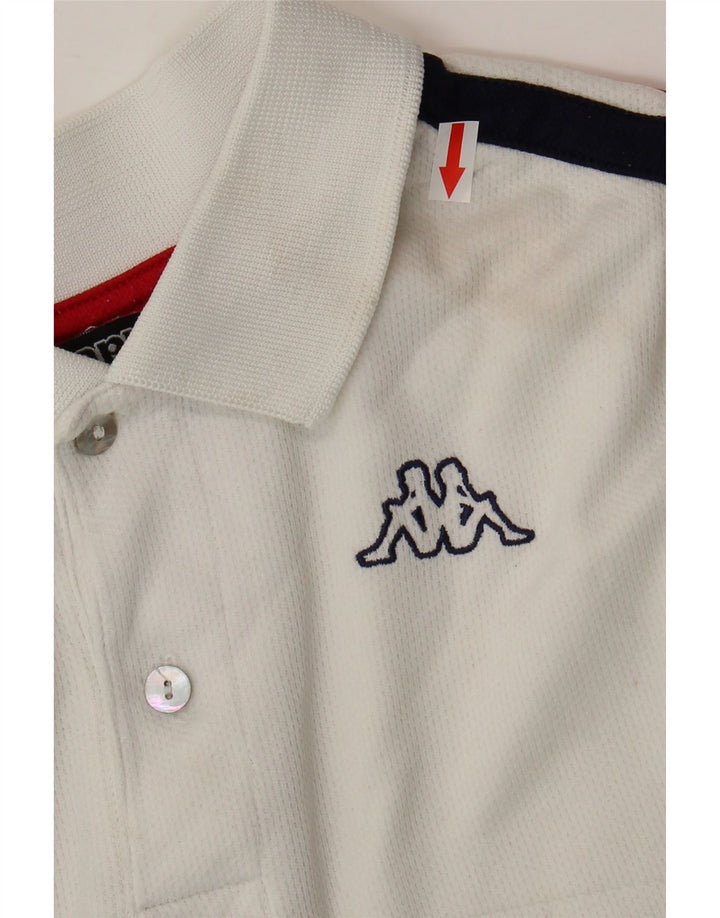 Kappa Herren-Poloshirt, klein, weiße Colourblock-Baumwolle