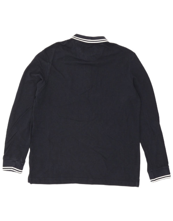 Lyle & Scott Herren-Langarm-Poloshirt XL aus marineblauer Baumwolle