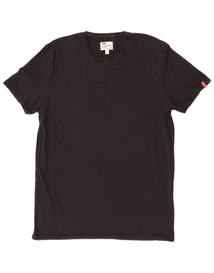 Levi's Damen T-Shirt Top UK 14 Large Schwarz Baumwolle